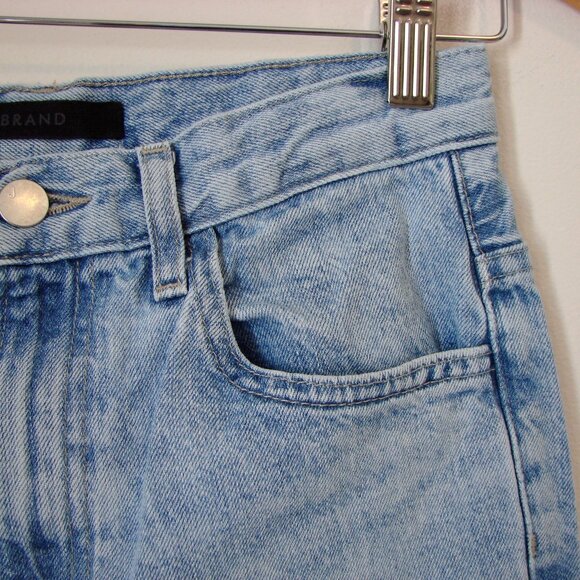 J Brand Joan High Rise Wide Leg Jeans Blissed Out Boho Raw Frayed Hem Tall 26 - Picture 6 of 15